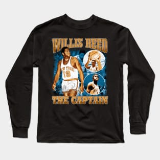 Willis Reed The Captain Basketball Legend Signature Vintage Retro 80s 90s Bootleg Rap Style Long Sleeve T-Shirt